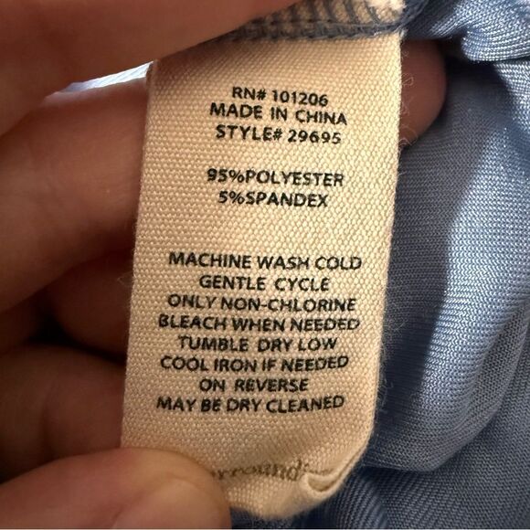 Soft Surroundings Boyfriend Shirt Womens Sz M Blue Velvet Long Sleeve Button Up - Picture 11 of 13